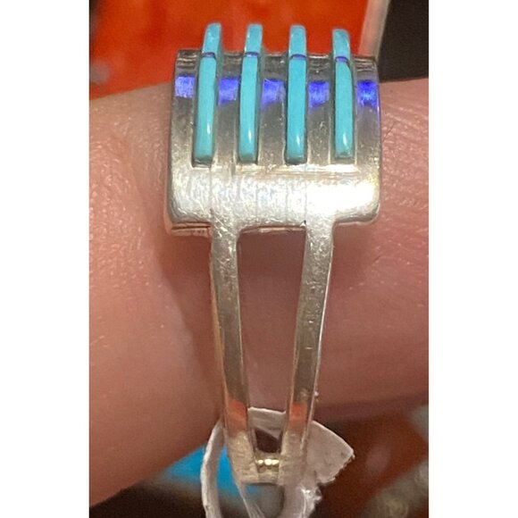 Ring Size 7.5 Turquoise Sterling Silver 925 Women Semi-Precious Stone - Picture 5 of 10